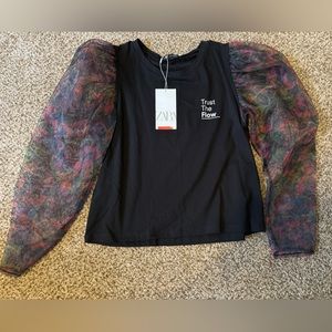 Zara shirt with see through sleeve size L